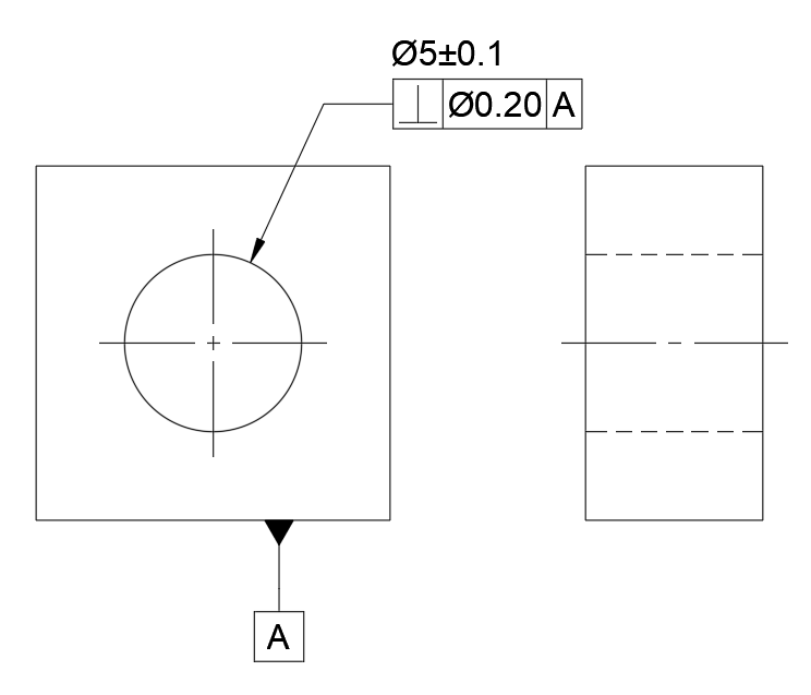 Perpendicularity GD&T example drawing 2