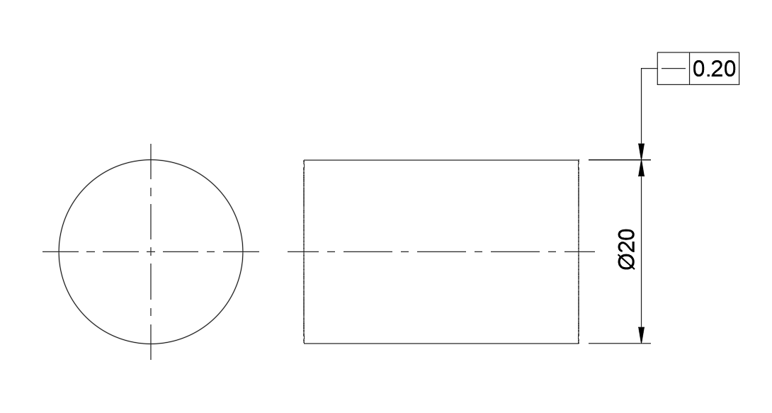 Straightness GD&T example drawing 2